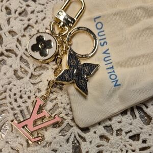 Louis Vuitton Gold and Black Monogram Key Holder Purse Charm M69008